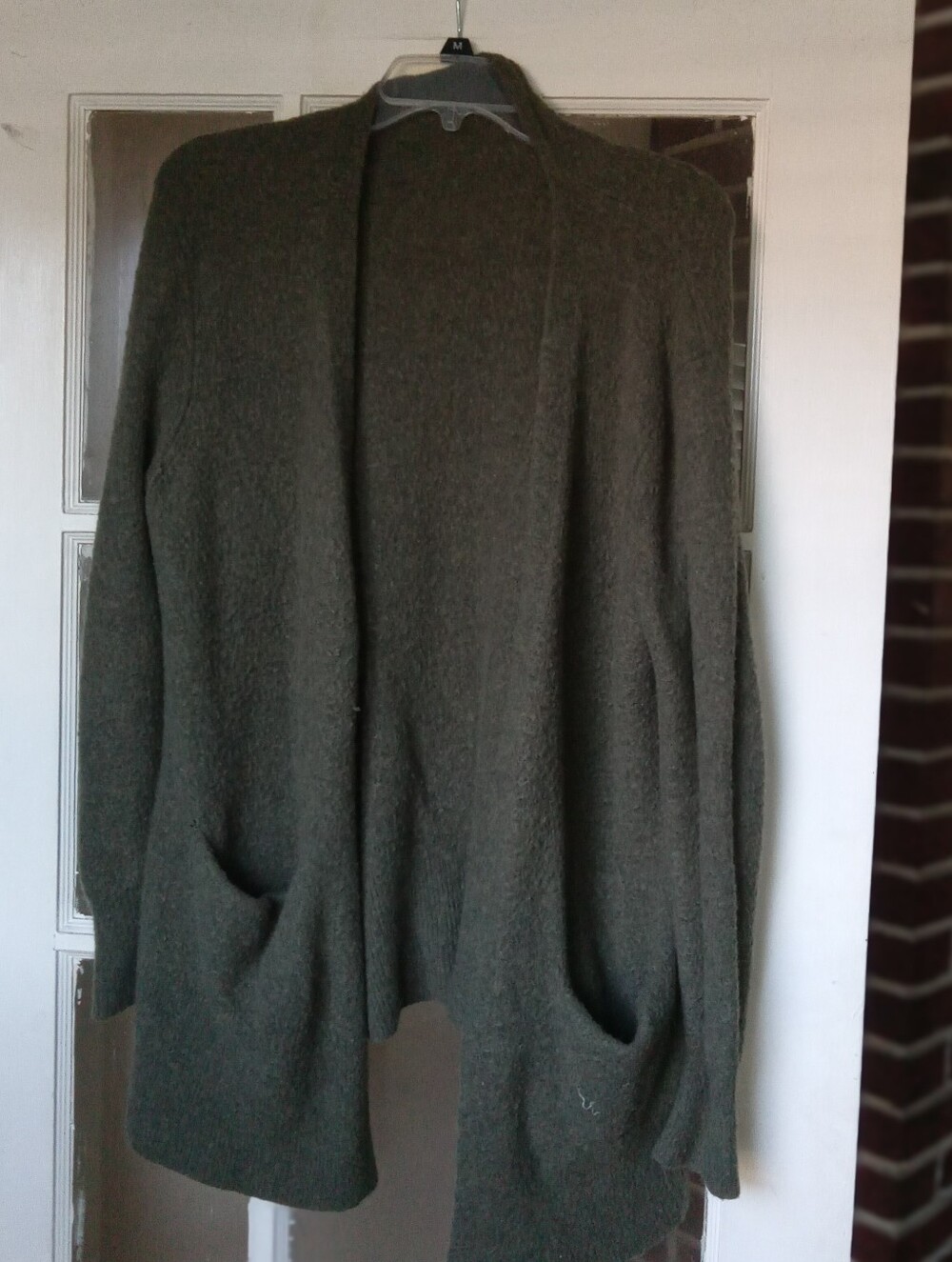 Madewell Olive Green Open Front Cardigan Merino Wool Alpaca Blend Sm Flaw SZ M